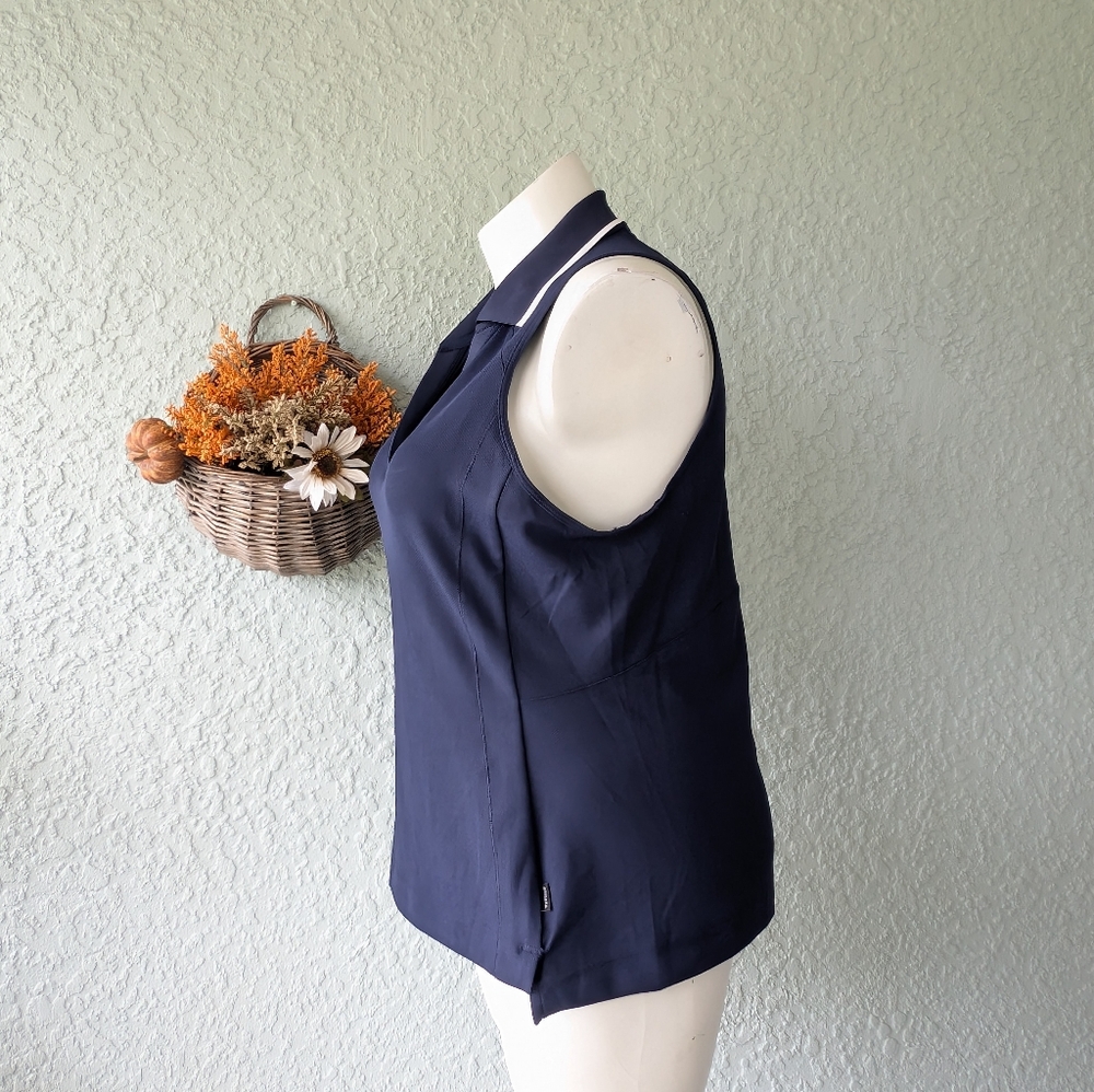 Athleta Everyday Polo Tank Top  Blue And White  Golf Tennis‎ Sport Size  Xl - Picture 7 of 8